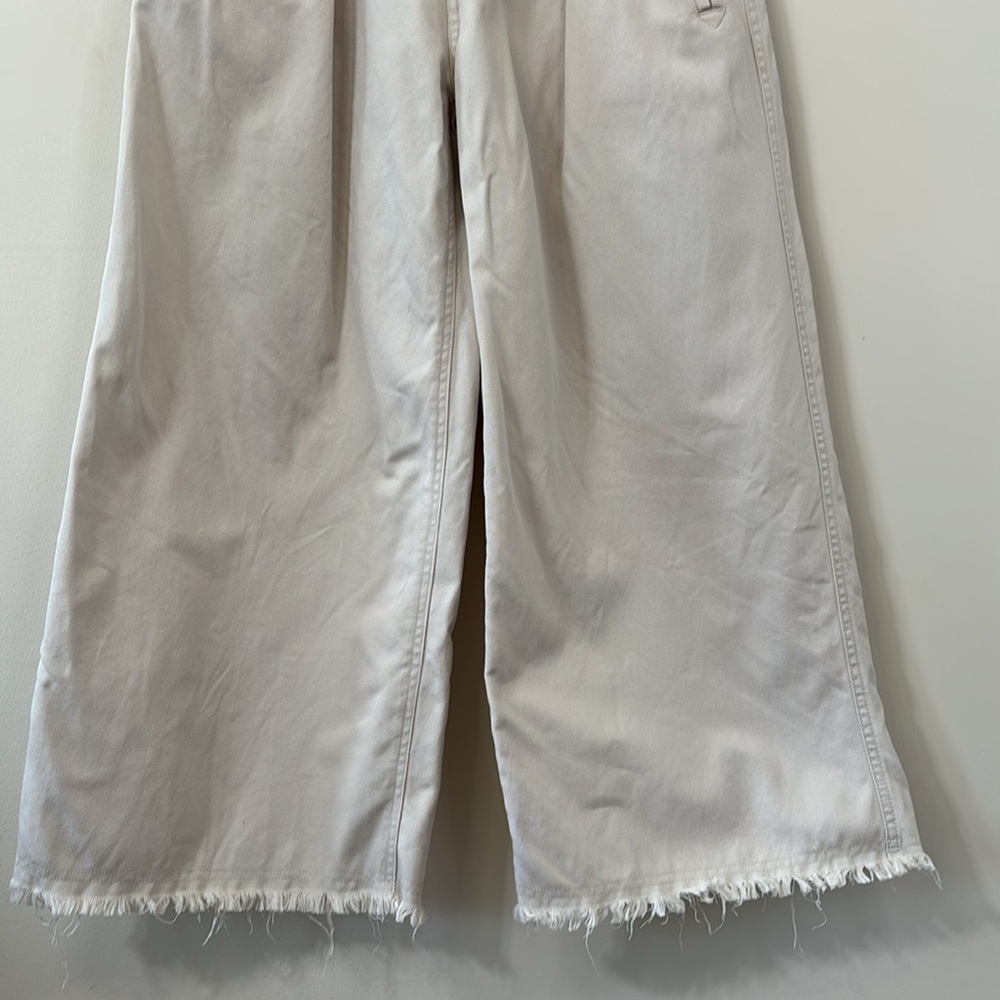 Isabel Marant Étoile Odea Cropped Wide Leg Pants Beige Size 36 - Picture 4 of 12